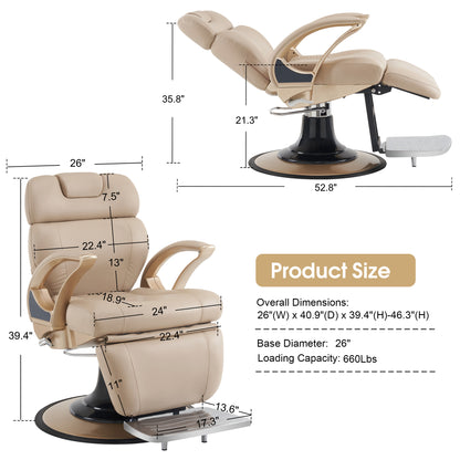 BarberPub Reclining Barber Salon Chair, Hair Stylist Chair with Both Sides Levers 5945