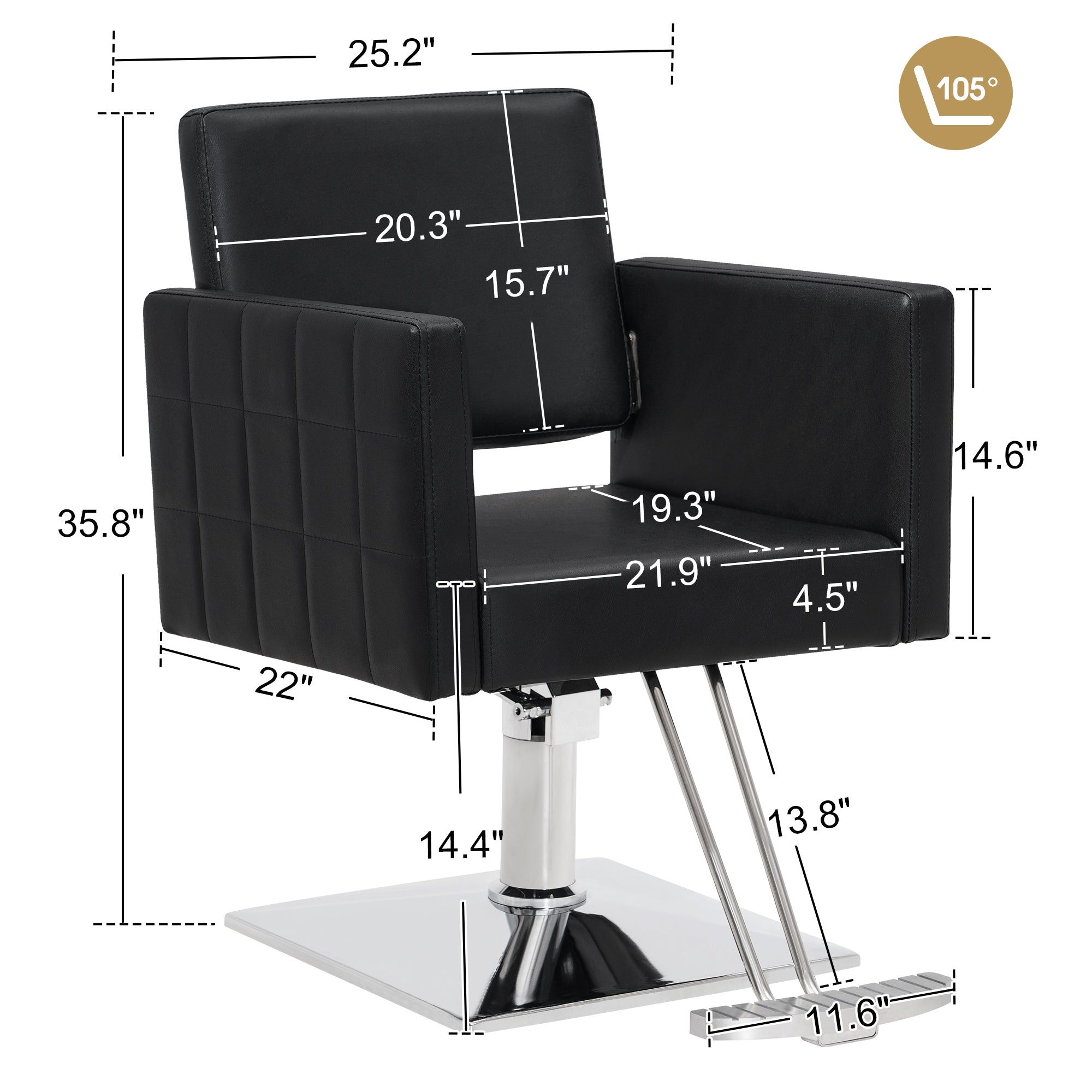 BarberPub Styling Salon Chair for Hair Stylist, Hydraulic Home Salon C