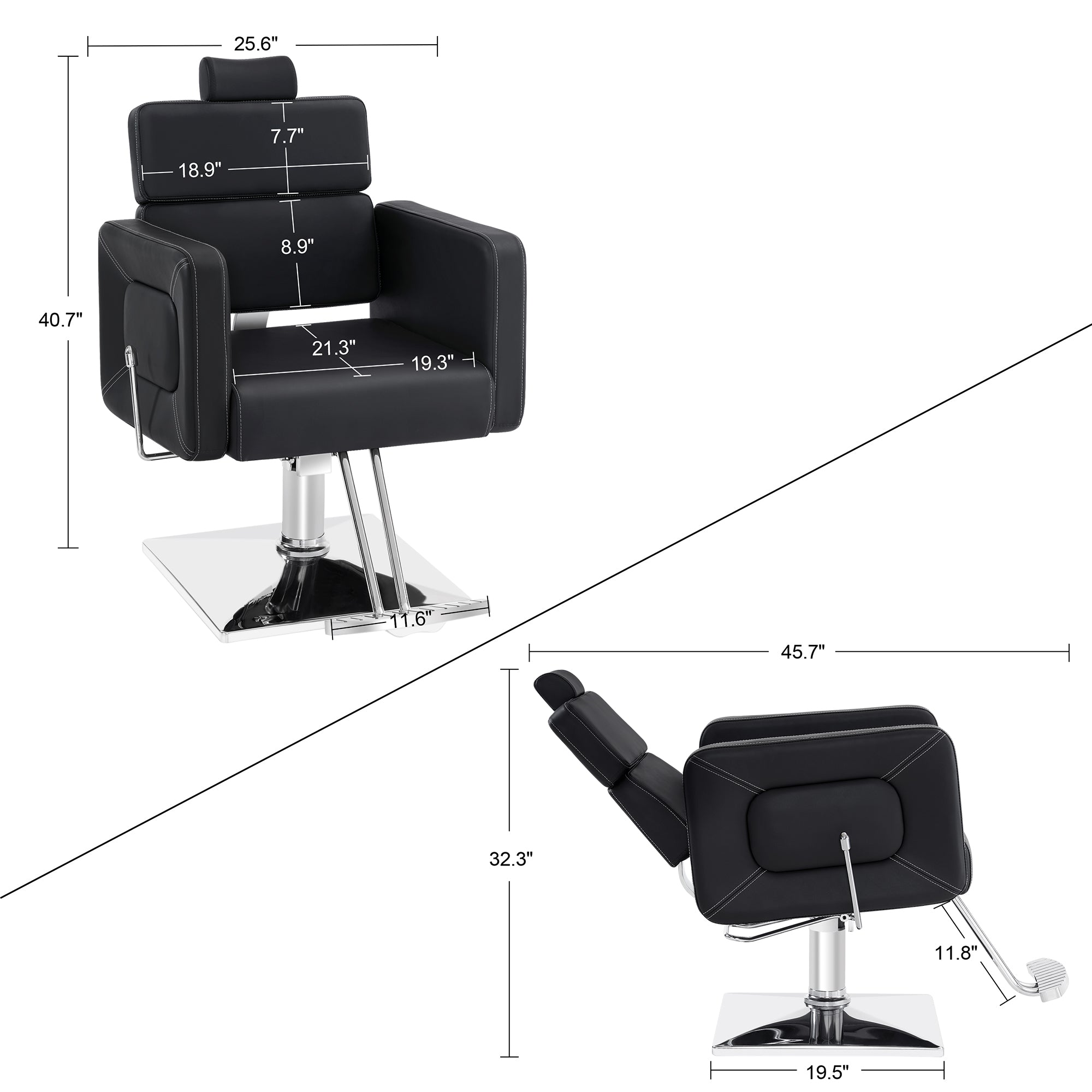 BarberPub Barber Chair, Reclining Hydraulic Salon Chair for Barbershop 2065