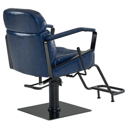 BarberPub Reclining Barber Chair, Blue Hydraulic Hair Stylist Salon Chair 3068