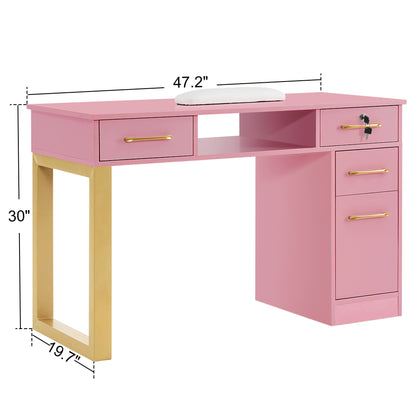 BarberPub Nail Makeup Desk with Drawers Manicure Home Office Workstation 2844