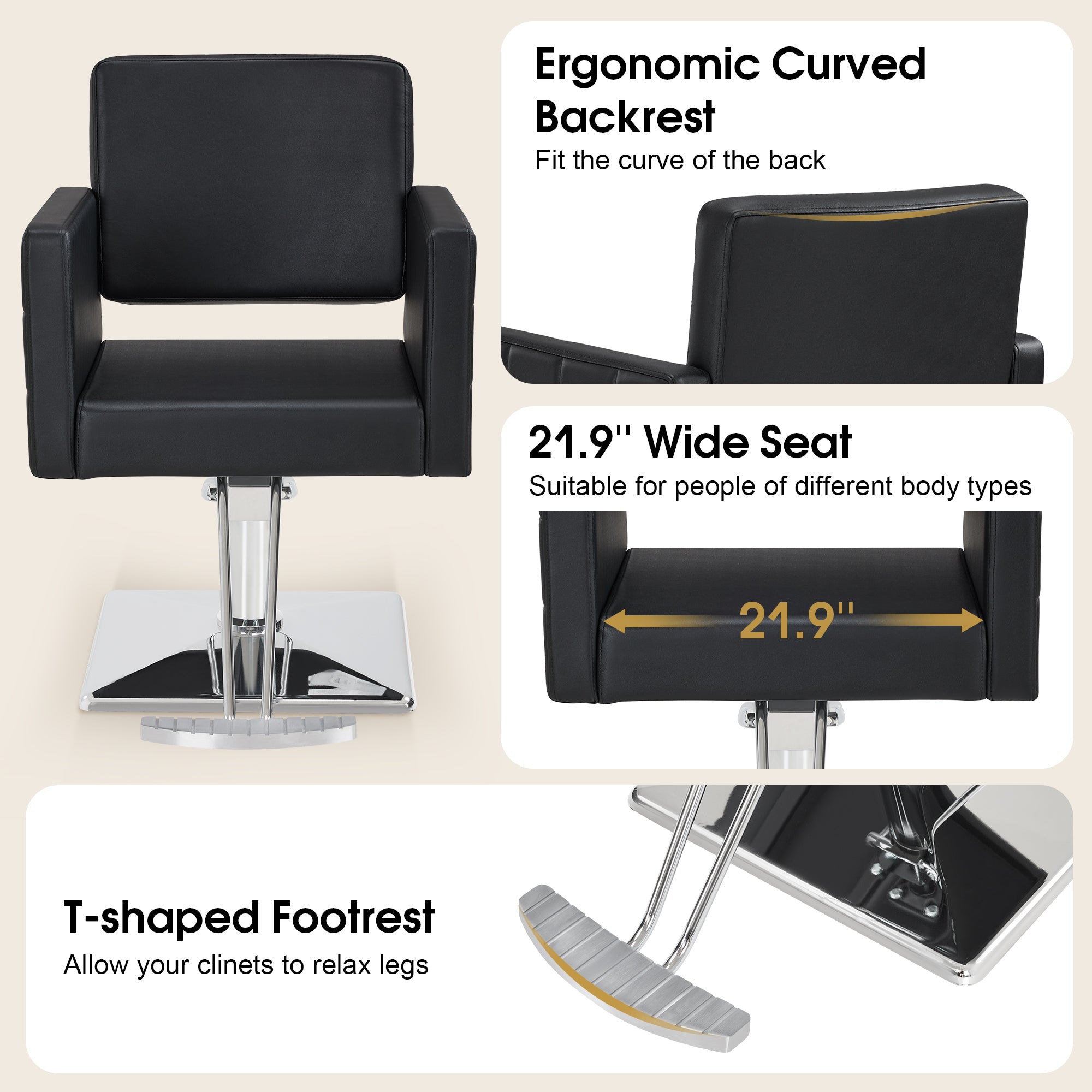 BarberPub Styling Salon Chair for Hair Stylist, Hydraulic Home Salon C
