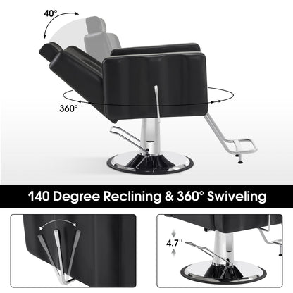 BarberPub Reclining Barber Chair, Hydraulic SPA Salon Chair for Hair Stylist 9523