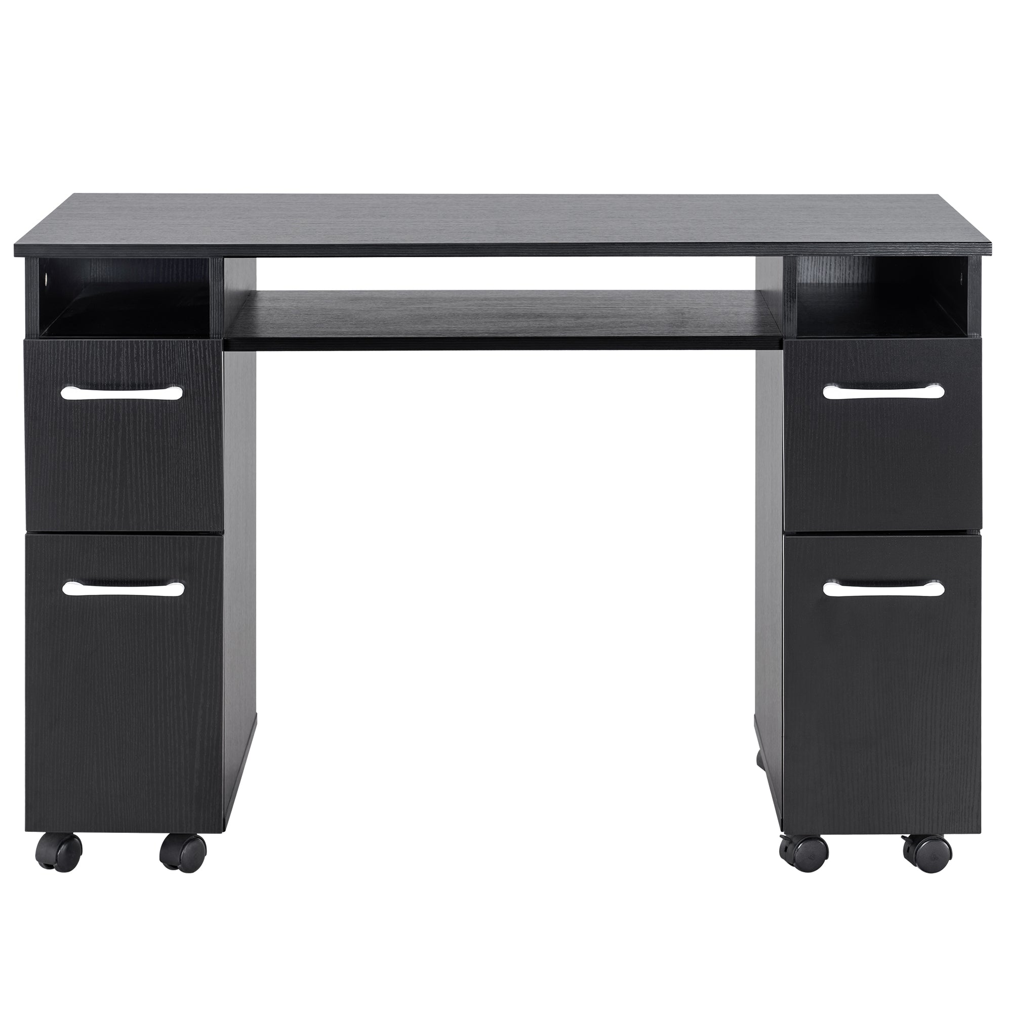 BarberPub Manicure Table Nail Desk with Wheels Beauty Salon Workstatio