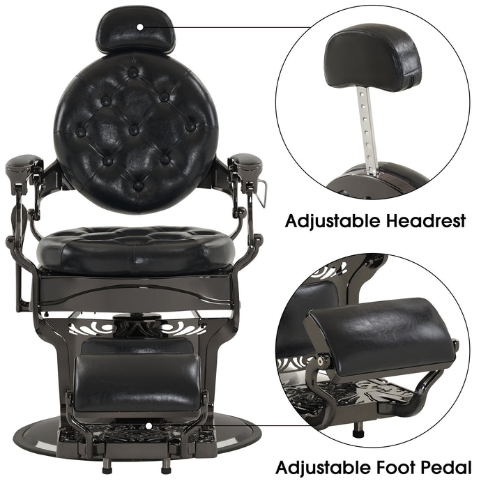 BarberPub Heavy Duty Metal Vintage Barber Chair All Purpose Hydraulic Recline Salon Beauty Spa Chair Styling Equipment 8914