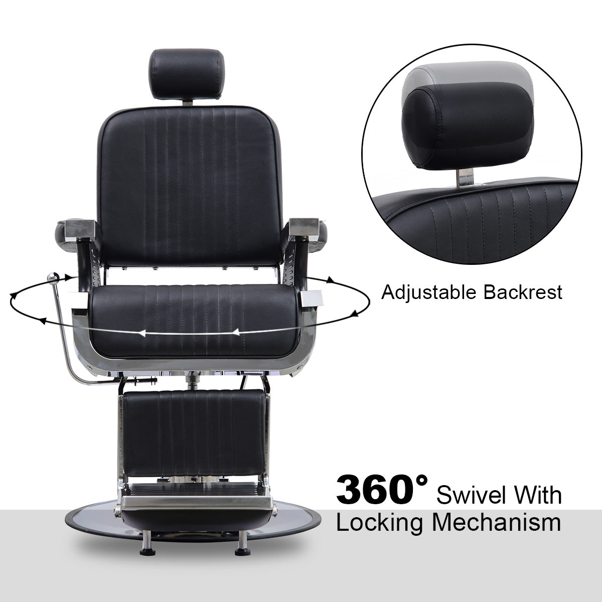 BarberPub Hydraulic Barber Chair, All Purpose Reclining Salon chair with Headrest 8740