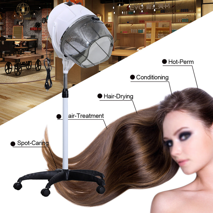 BarberPub Professional Adjustable Hooded Floor Hair Bonnet Dryer Stand Up Rolling Base w/Wheels  VHD08