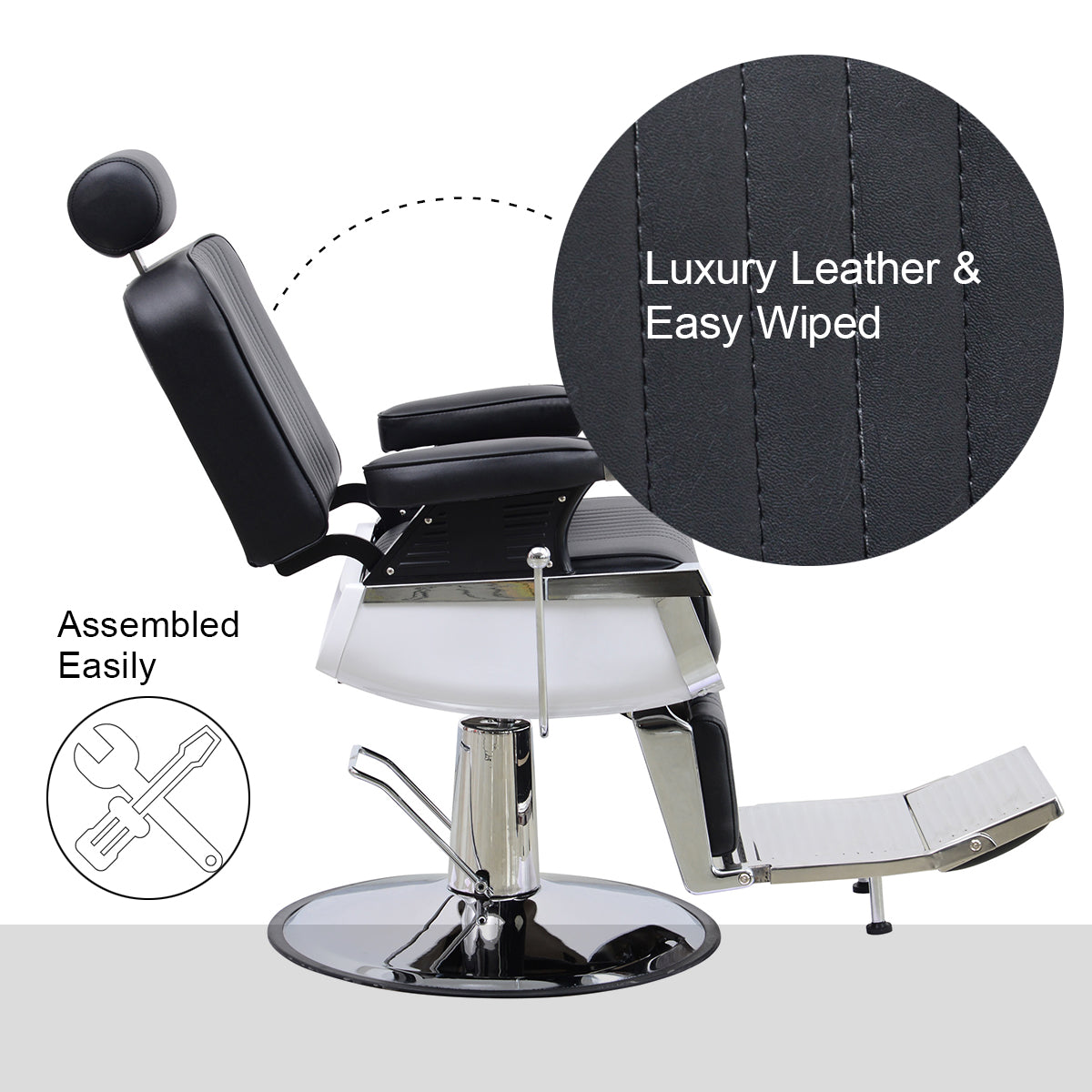 BarberPub Hydraulic Barber Chair, All Purpose Reclining Salon chair with Headrest 8740