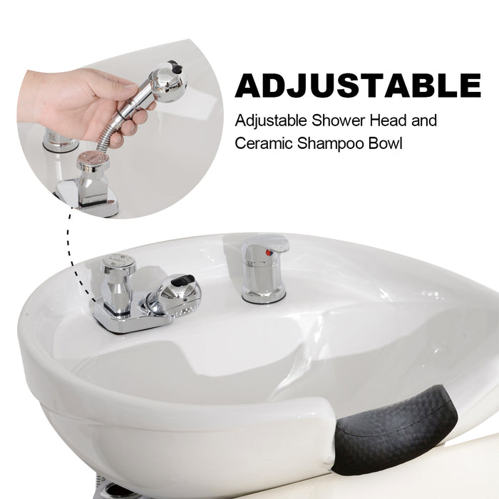 BarberPub Backwash Ceramic Shampoo Bowl Sink Chair Station Spa Salon Beauty Bowls 9089