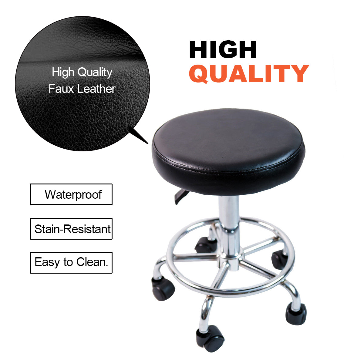 BarberPub Adjustable Hydraulic Rolling Swivel Salon Stool Chair Tattoo Massage 6003