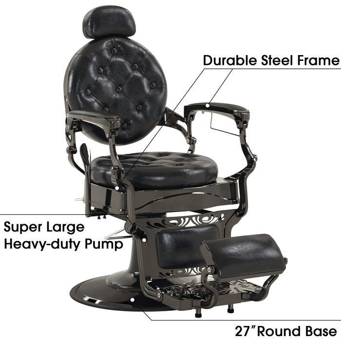 BarberPub Heavy Duty Metal Vintage Barber Chair All Purpose Hydraulic Recline Salon Beauty Spa Chair Styling Equipment 8914