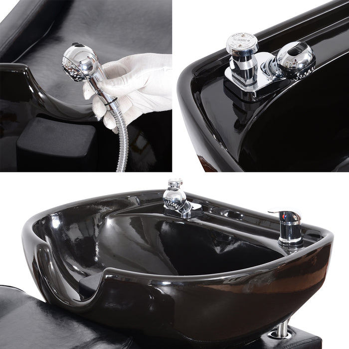 BarberPub Backwash Ceramic Shampoo Bowl Sink Unit Station Spa Salon Equipment 9103
