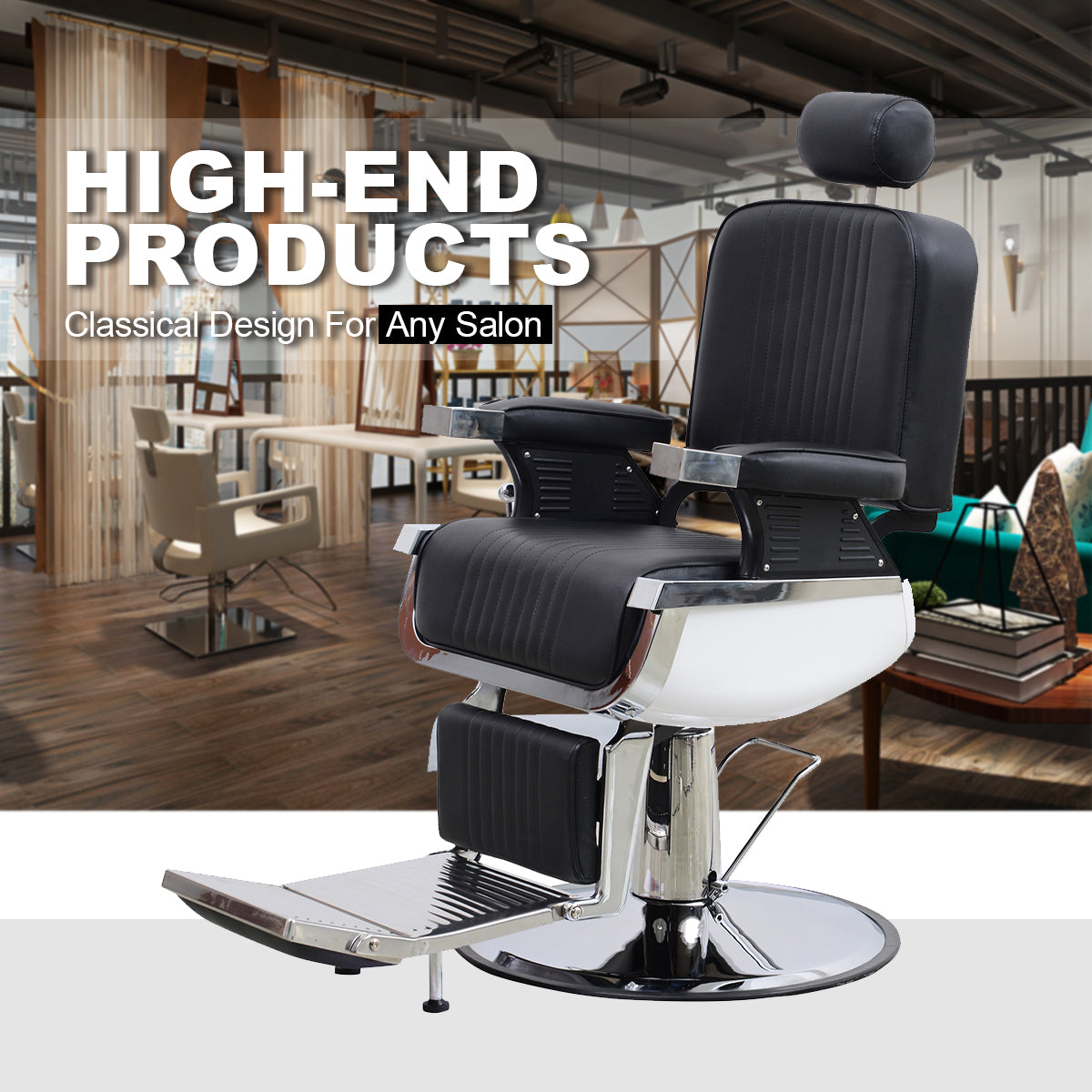 BarberPub Hydraulic Barber Chair, All Purpose Reclining Salon chair with Headrest 8740