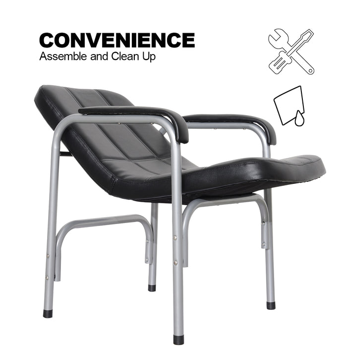 BarberPub Shampoo Chair Comfort Curve Hair Barber Beauty Salon Steel Frame Equipment 6154-7011 Black