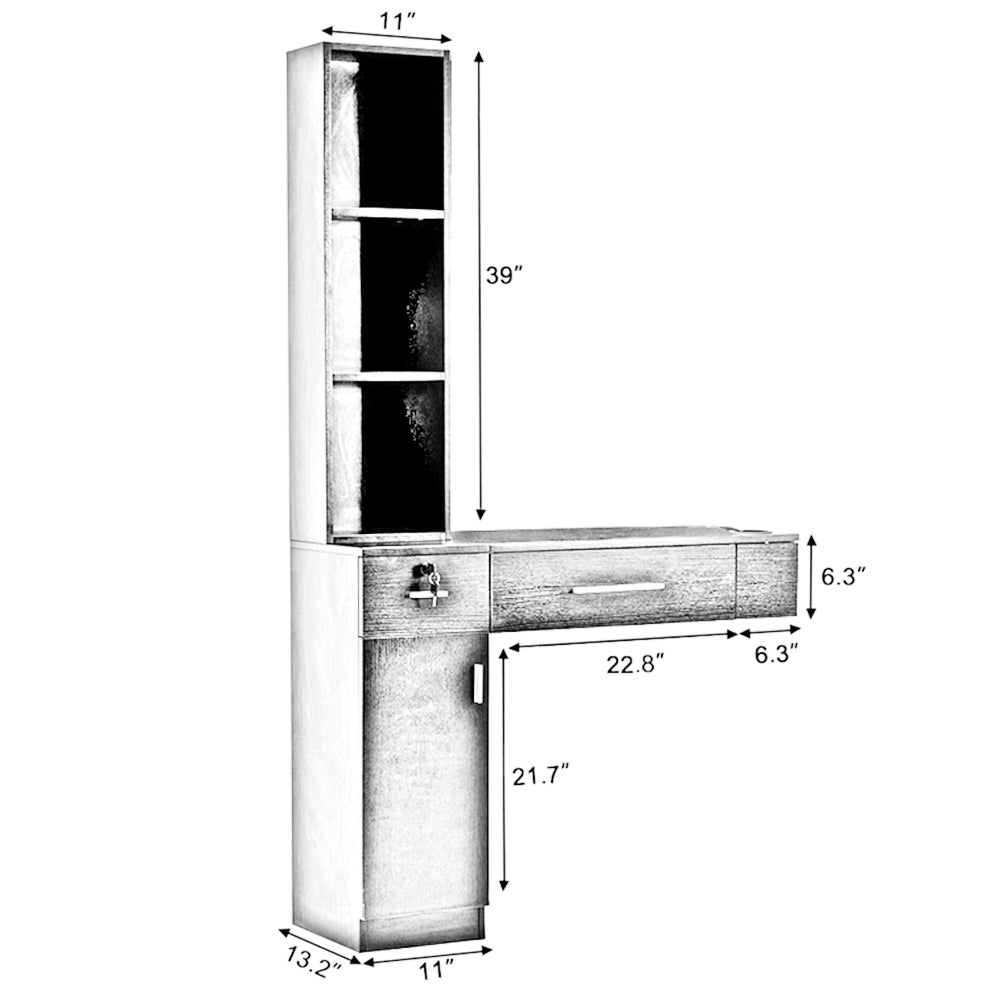 BarberPub Wall Mount Hair Styling Barber Station Beauty Equipment no Mirror 3036-1-2