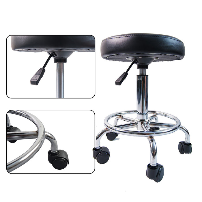 BarberPub Adjustable Hydraulic Rolling Swivel Salon Stool Chair Tattoo Massage Facial Spa Stool Chair Black 6003