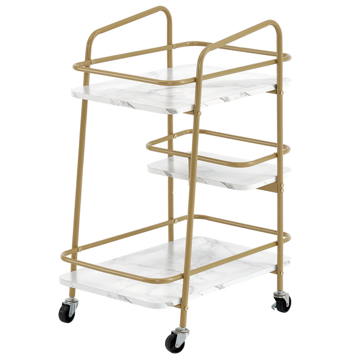 BarberPub 3-tier Utility Storage Cart Metal Frame Salon Trolley Cart with Wheels, for Hair Stylist Heavy-Duty 2072