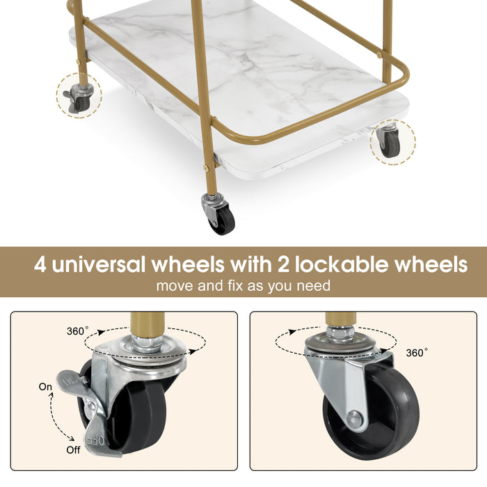 BarberPub 3-tier Utility Storage Cart Metal Frame Salon Trolley Cart with Wheels, for Hair Stylist Heavy-Duty 2072