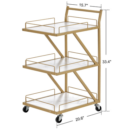 BarberPub 3-Tier Salon Trolley Cart with wheels Rolling Storage Cart for Hair Stylist 2087