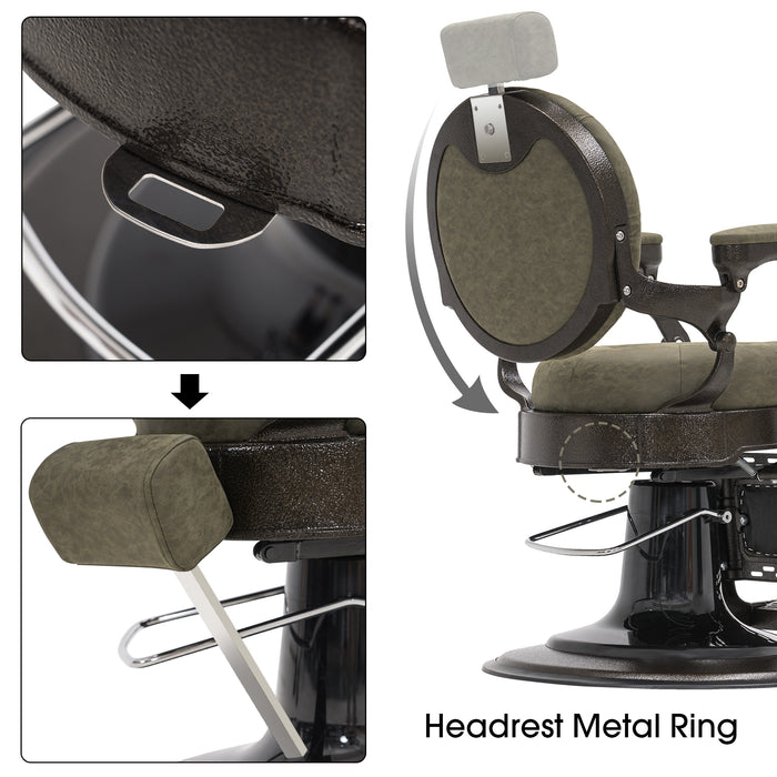 BarberPub Vintage Barber Chair Heavy Duty Metal Frame All Purpose Hydraulic Recline Salon Beauty Spa Equipment 2947