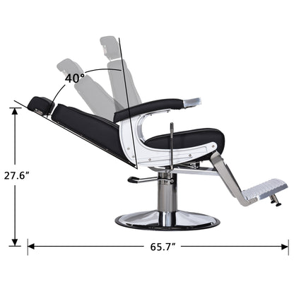 BarberPub Vintage Barber Chair Heavy Duty Metal Frame All Purpose Hydraulic Recline Beauty Salon Spa Equipment 3827