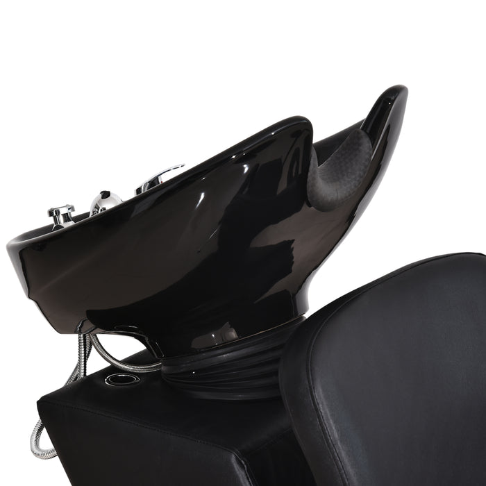BarberPub Ceramic Bowl Shampoo Chair Adjustable Backwash Sink Barber Chair for Salon Beauty Spa Unit Station 9051