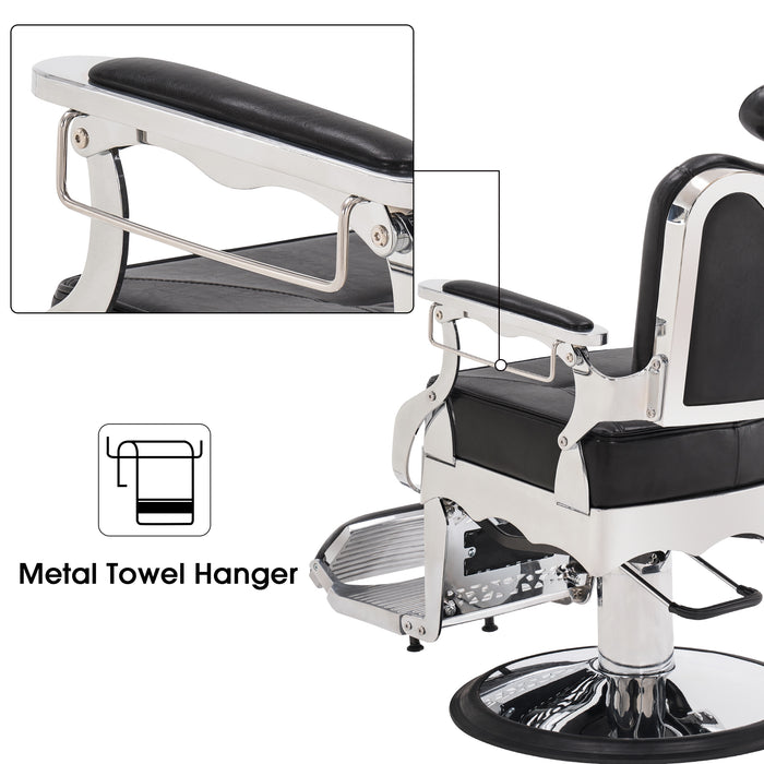 BarberPub Heavy Duty Metal Vintage Barber Chair All Purpose Hydraulic Recline Salon Beauty Spa Chair Styling Equipment 2926