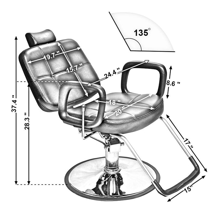 BarberPub All Purpose Hydraulic Barber Chair Salon Beauty Spa Chair Shampoo Recliner 2059