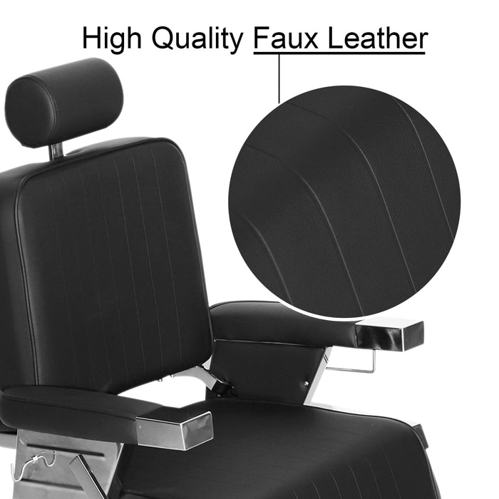 BarberPub Classic Modern Heavy Duty Metal Vintage Barber Chair All Purpose Hydraulic Reclining Salon Beauty Professional Equipment 3823