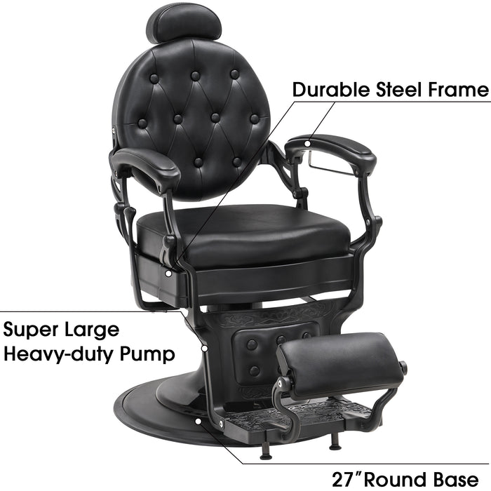 BarberPub Heavy Duty Metal Vintage Barber Chair All Purpose Hydraulic Recline Salon Beauty Spa Chair Styling Equipment 2933