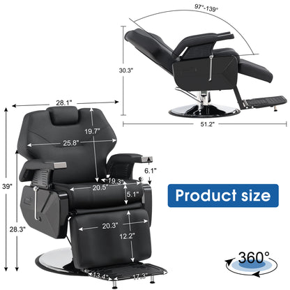 BarberPub Barber Chair for Barbershop, All Purpose Hydraulic Reclining Salon Chair 9208