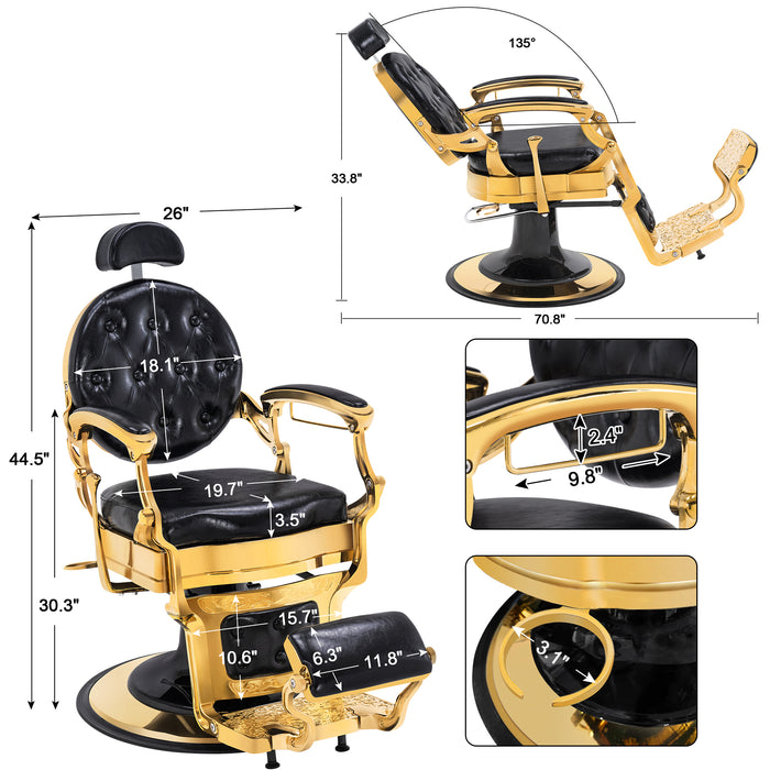 BarberPub Heavy Duty Metal Vintage Barber Chair All Purpose Hydraulic Recline Salon Beauty Spa Chair Styling Equipment 2933