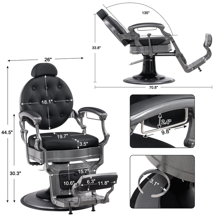 BarberPub Heavy Duty Metal Vintage Barber Chair All Purpose Hydraulic Recline Salon Beauty Spa Chair Styling Equipment 2933