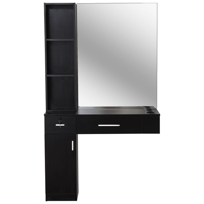 BarberPub Wall Mount Hair Styling Barber Station with Mirror Beauty Salon Spa Equipment 3036