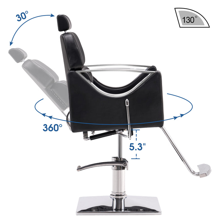 BarberPub Classic Recliner Barber Chair Heavy Duty Hair Spa Salon Styling Beauty Equipment 3126