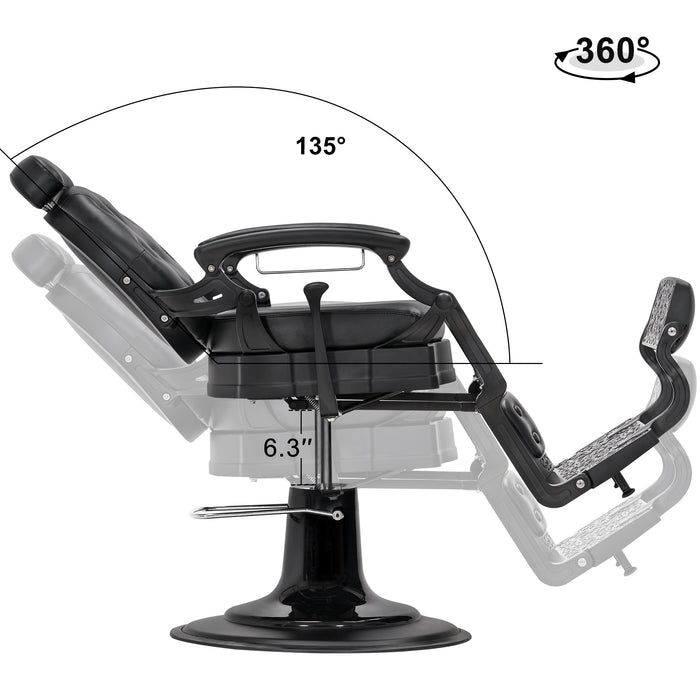 BarberPub Heavy Duty Metal Vintage Barber Chair All Purpose Hydraulic Recline Salon Beauty Spa Chair Styling Equipment 2933