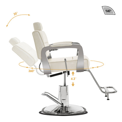 BarberPub Classic Barber Chair, Hair Styling Salon Reclining Swivel Hydraulic Chair 3127