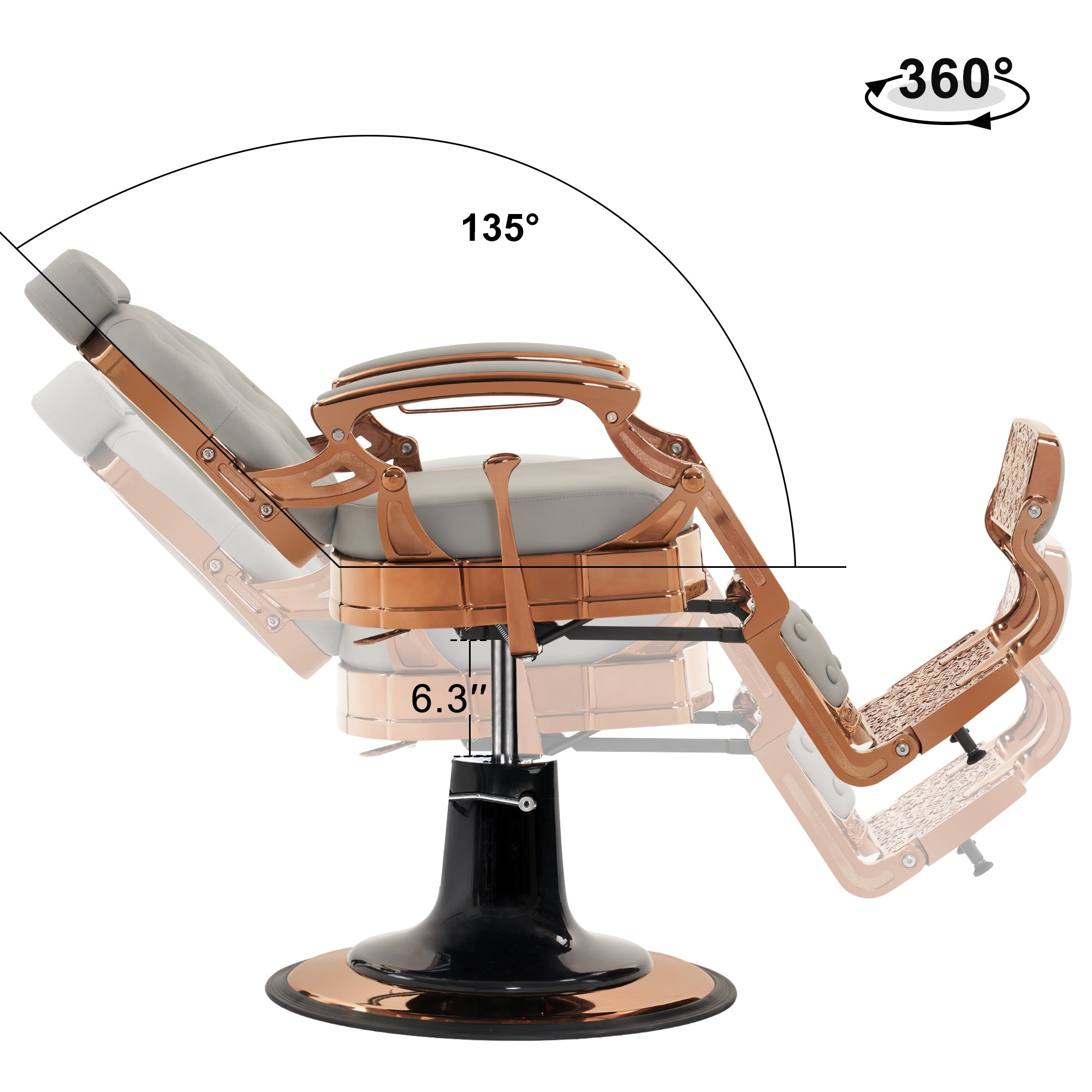 BarberPub Heavy Duty Barber Chair,Vintage Reclining Salon Chair for Barbershop 2933