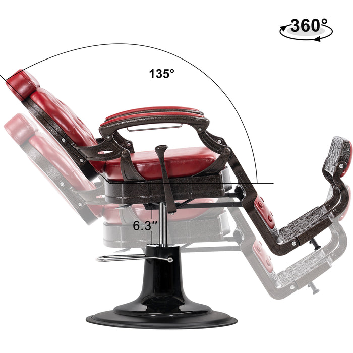 BarberPub Heavy Duty Metal Vintage Barber Chair All Purpose Hydraulic Recline Salon Beauty Spa Chair Styling Equipment 2933