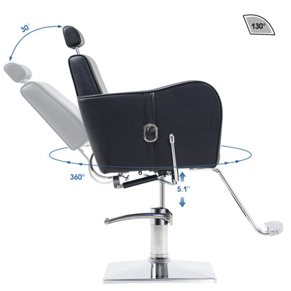 BarberPub Reclining Hydraulic Barber Chair, Spa Salon Styling Chairs for Barbershop 3124