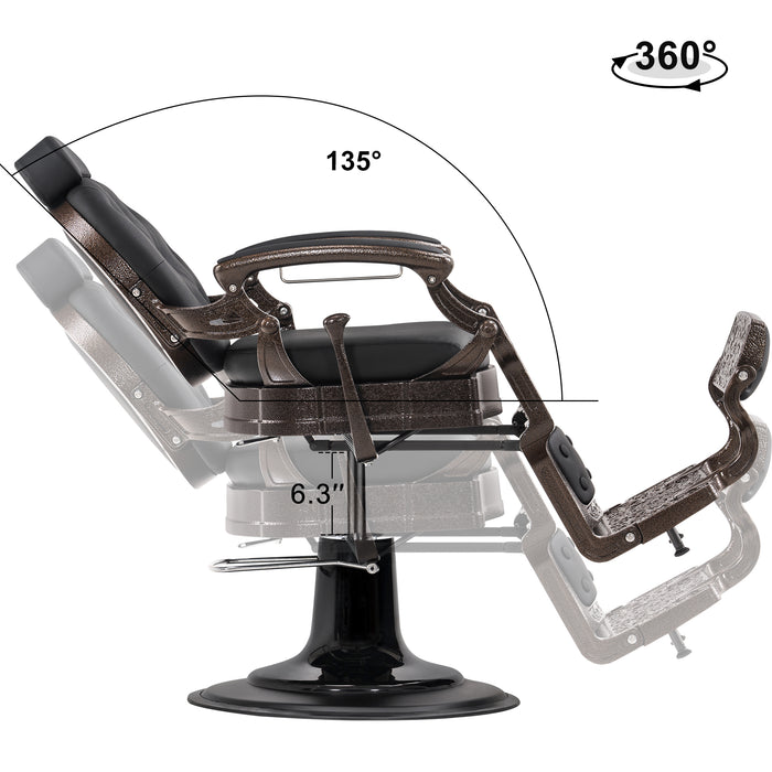 BarberPub Heavy Duty Metal Vintage Barber Chair All Purpose Hydraulic Recline Salon Beauty Spa Chair Styling Equipment 2933