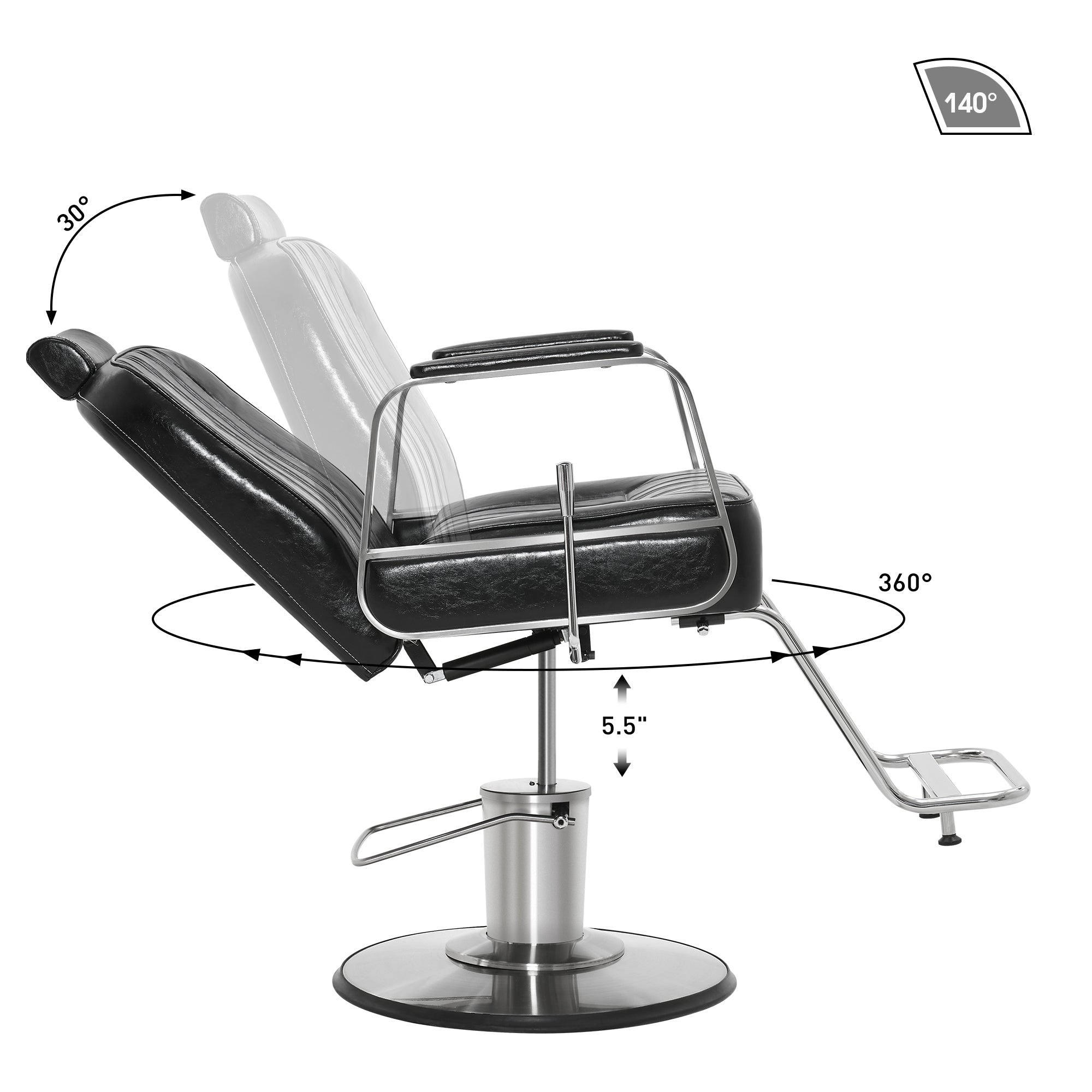 BarberPub Barber Chair for Hair Stylist, All Purpose Reclining Salon Styling Chair 8548