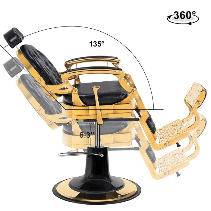 BarberPub Heavy Duty Metal Vintage Barber Chair All Purpose Hydraulic Recline Salon Beauty Spa Chair Styling Equipment 2933