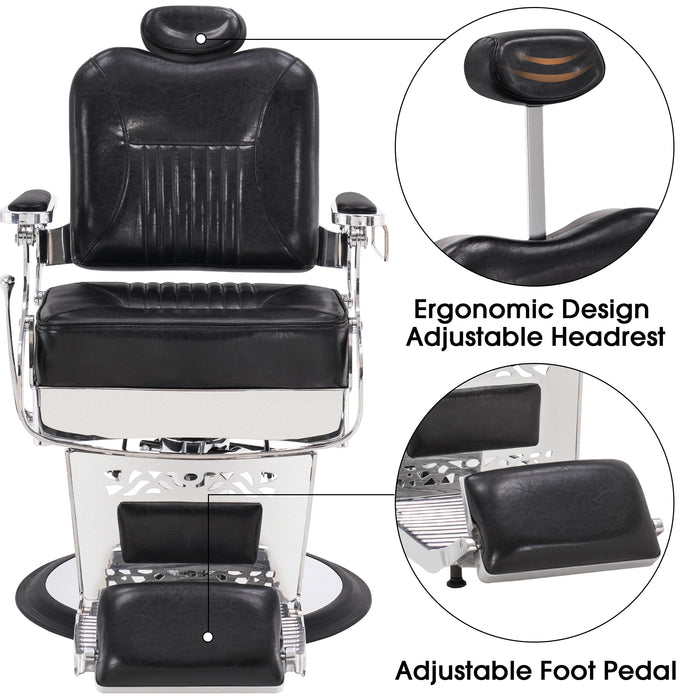 BarberPub Heavy Duty Metal Vintage Barber Chair All Purpose Hydraulic Recline Salon Beauty Spa Chair Styling Equipment 2926