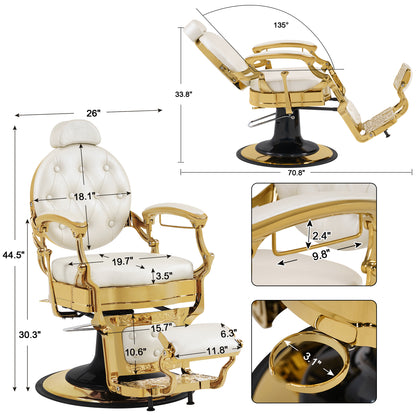 BarberPub Heavy Duty Barber Chair,Vintage Reclining Salon Chair for Barbershop 2933