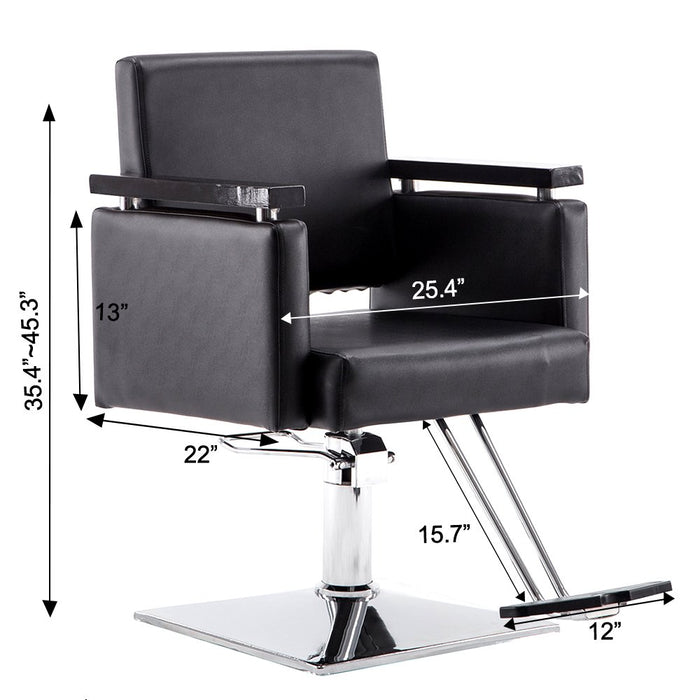 BarberPub Classic Hydraulic Barber Chair Salon Beauty Spa Styling Chair Black , Floor Mat 8803BK&0020BK