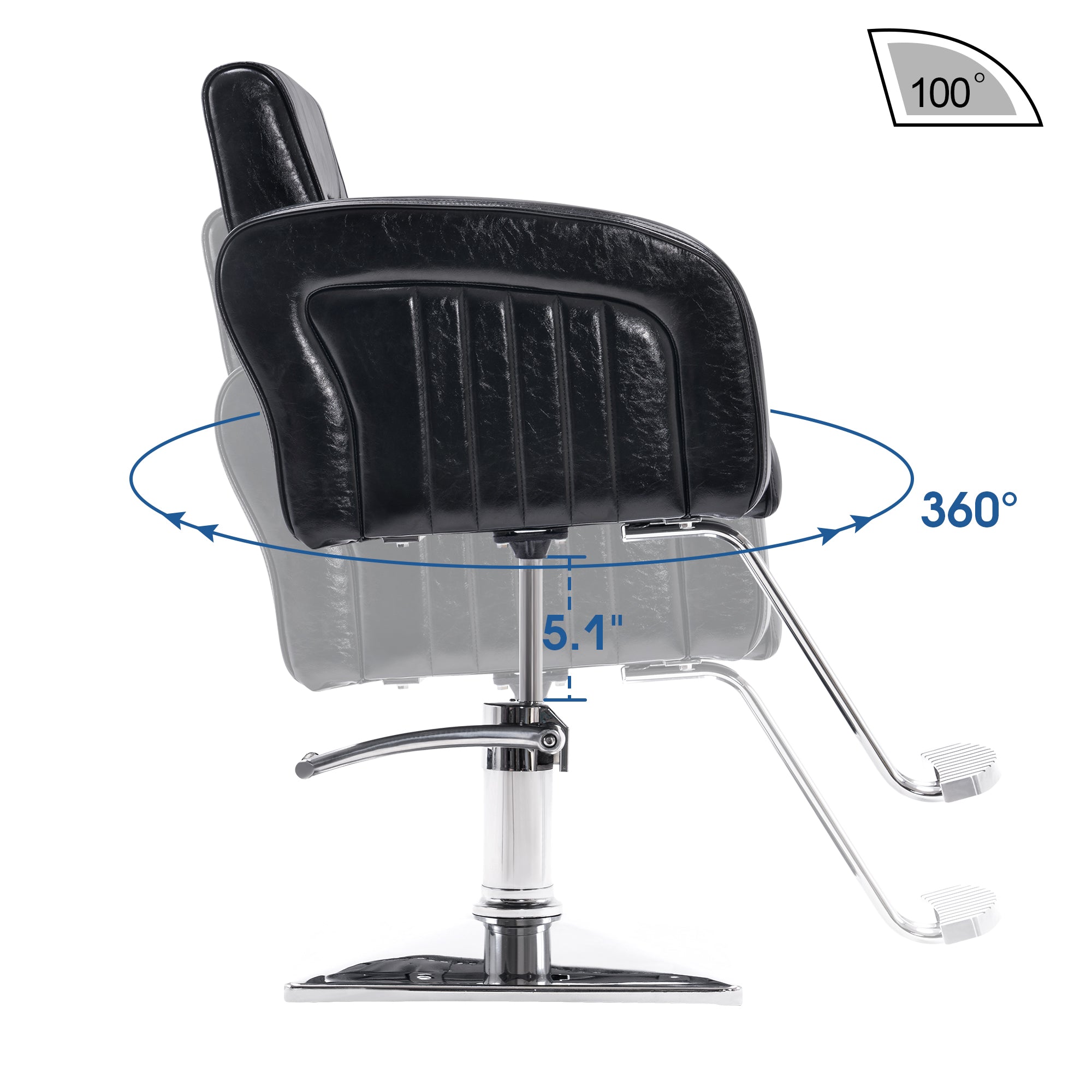 BarberPub Salon Chair for Hair Stylist, Black Hydraulic Barber SPA Beauty Chair 8538