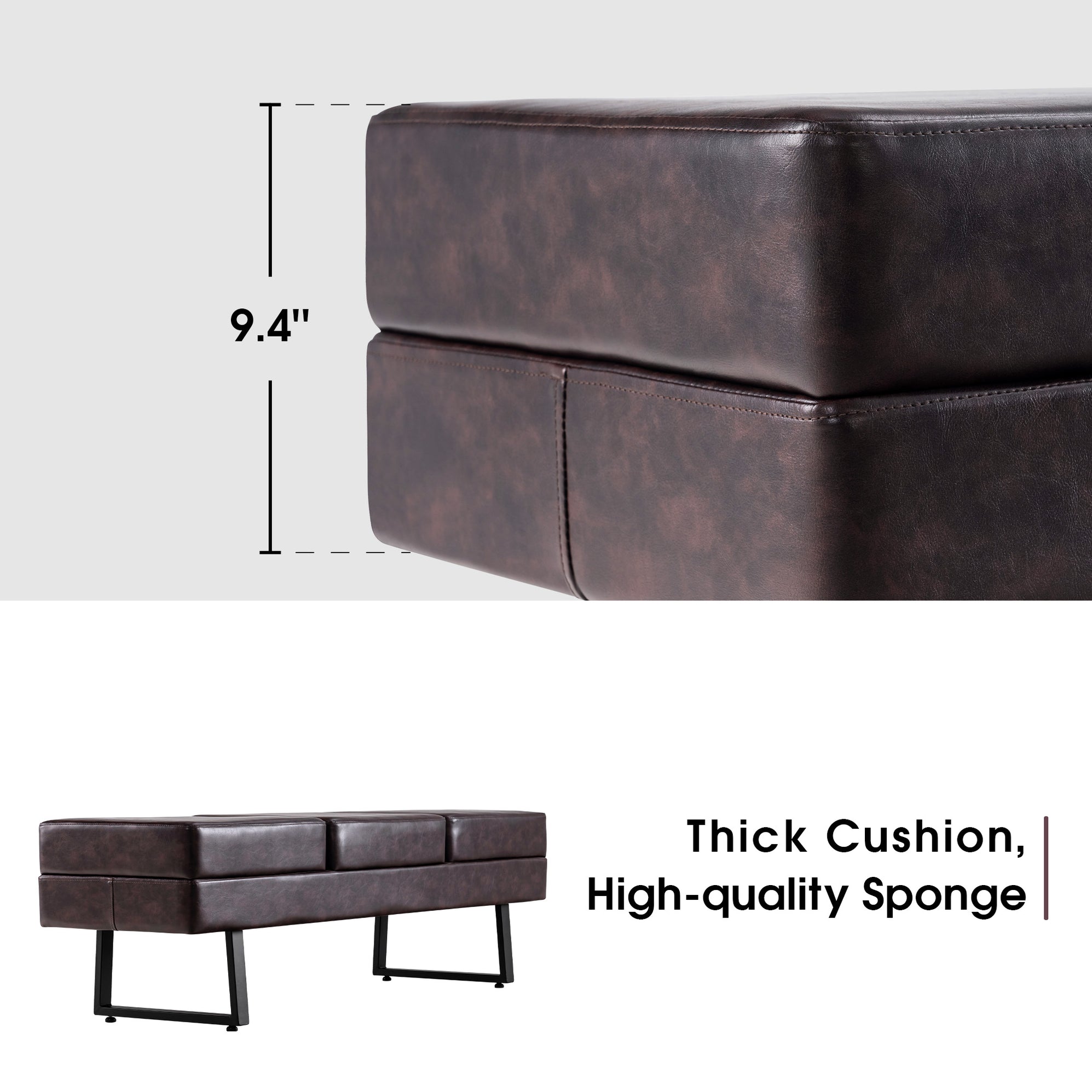 thumbnail image 2 of ArtistHand Black Reception Waiting Room Bench – Ergonomic Salon Sofa (Black, 60.6"L) 2 of 5