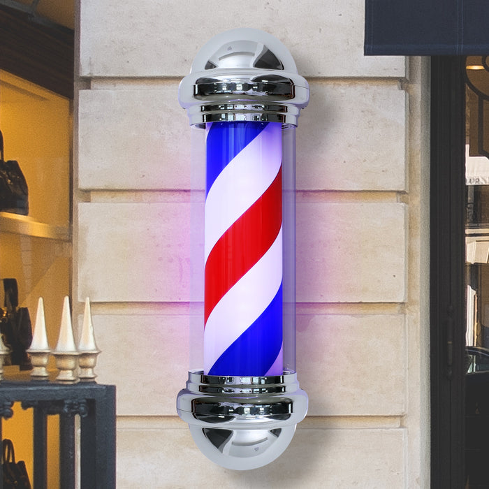 BarberPub Barber Pole Red/Pink&Blue/Black&White Stripes Rotating Metal Hair Salon Sign L016