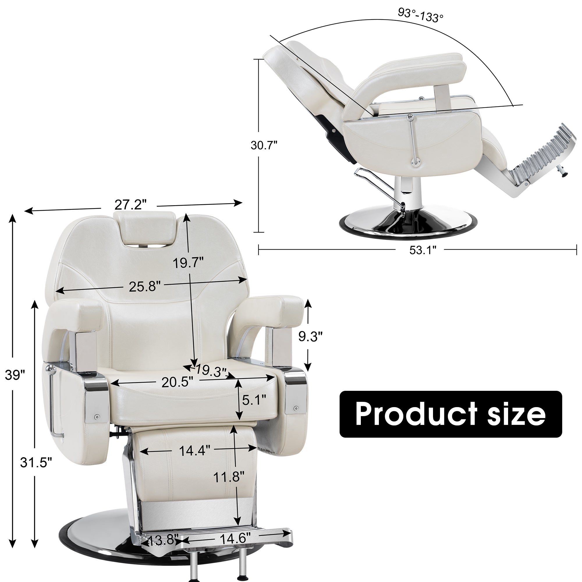 BarberPub Reclining Barber Chair, All Purpose Hydraulic Salon Chair for Barbershop 9206